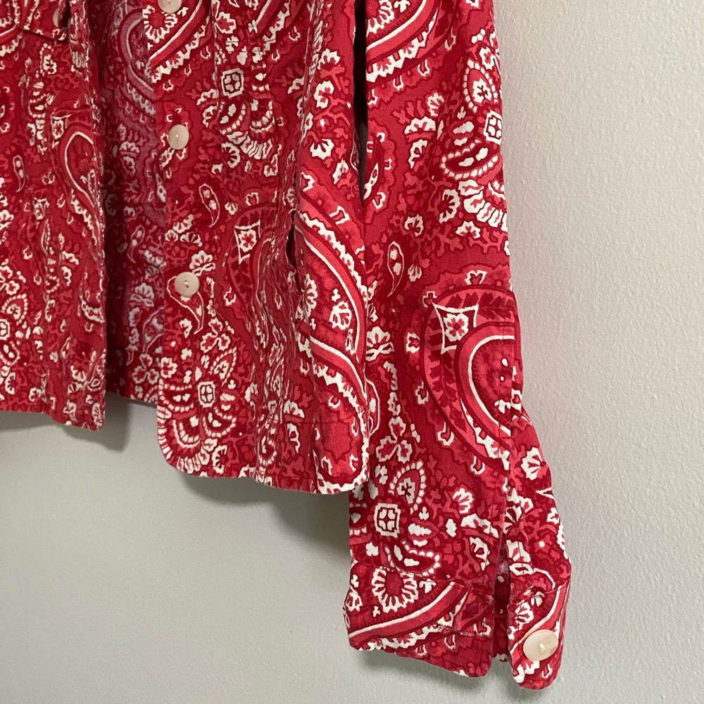 Coldwater Creek Red Paisley Lightweight Jacket Size Medium - Picture 3 of 4
